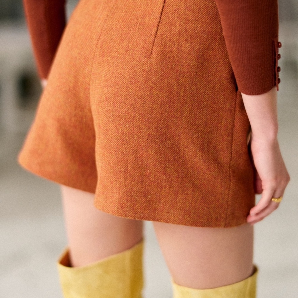 Sézane High-Waist orange terracotta tailored Shorts pockets sz EU 40 L US 8